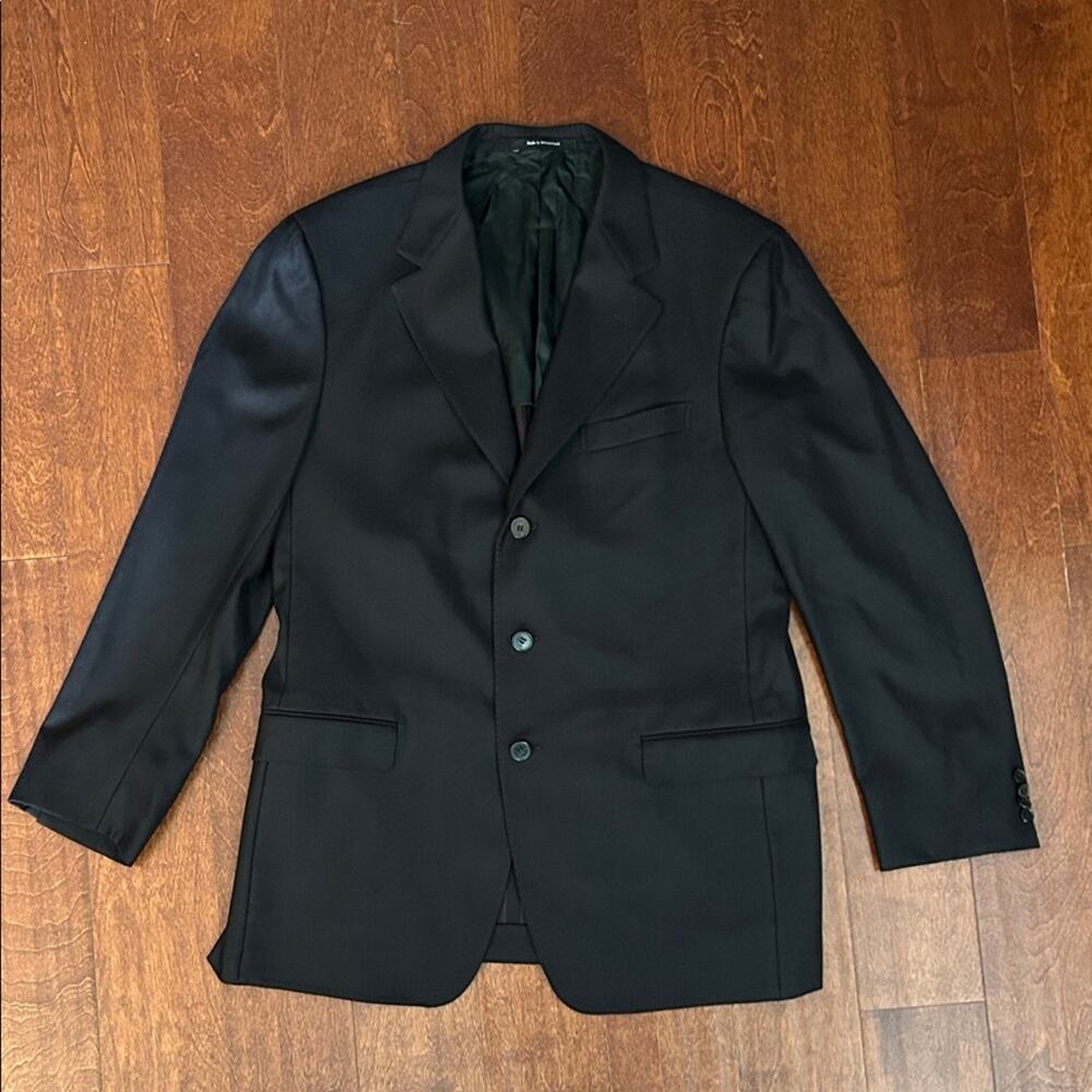 Ermenegildo Zegna Saks Fifth Avenue Classic 100% Wool Black Blazer, Size 52R